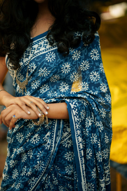 The Classic Indigo - Mulmul Cotton Hand-Block Print
