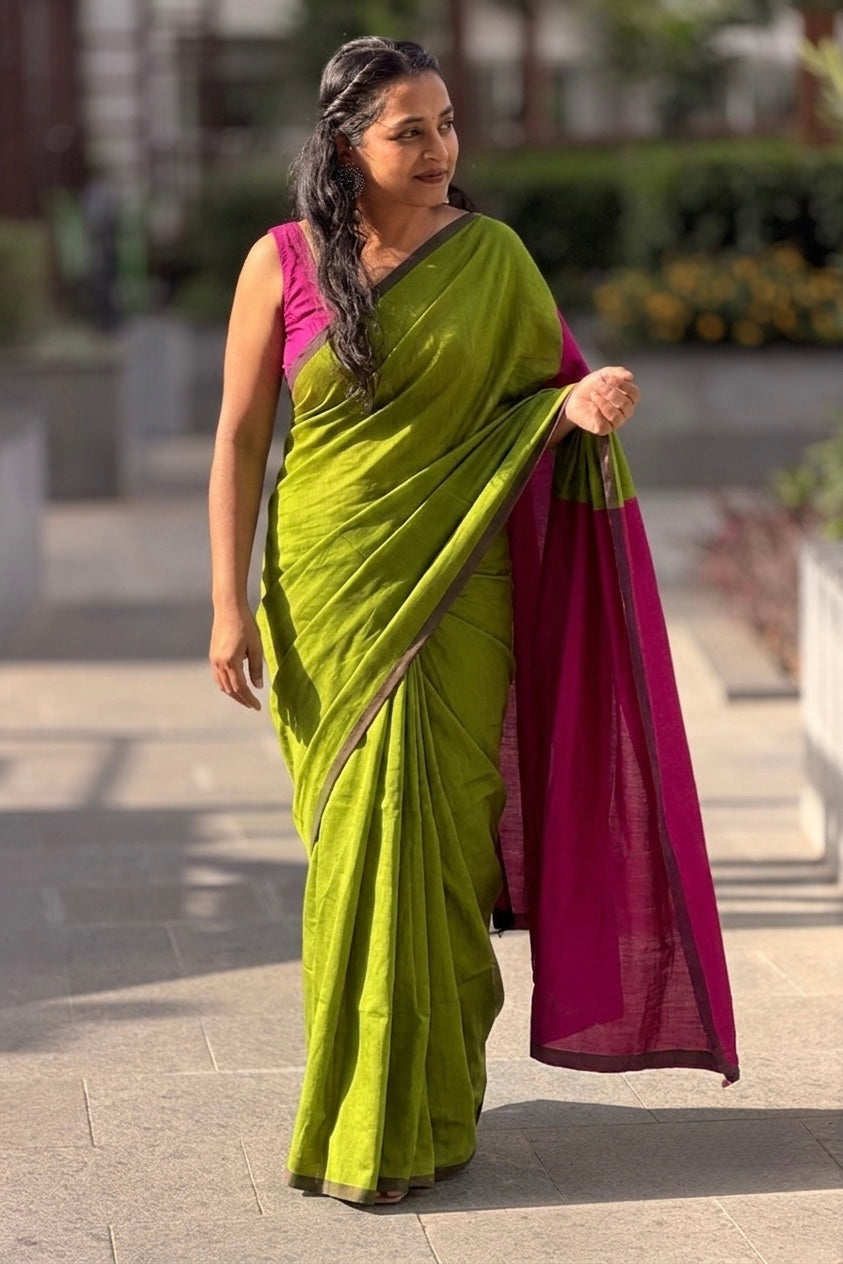 Olive Green Pure Kadhi Saree