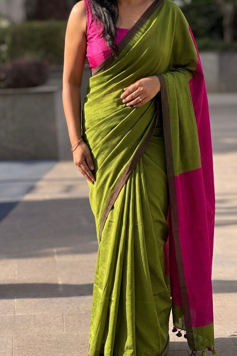 Olive Green Pure Kadhi Saree