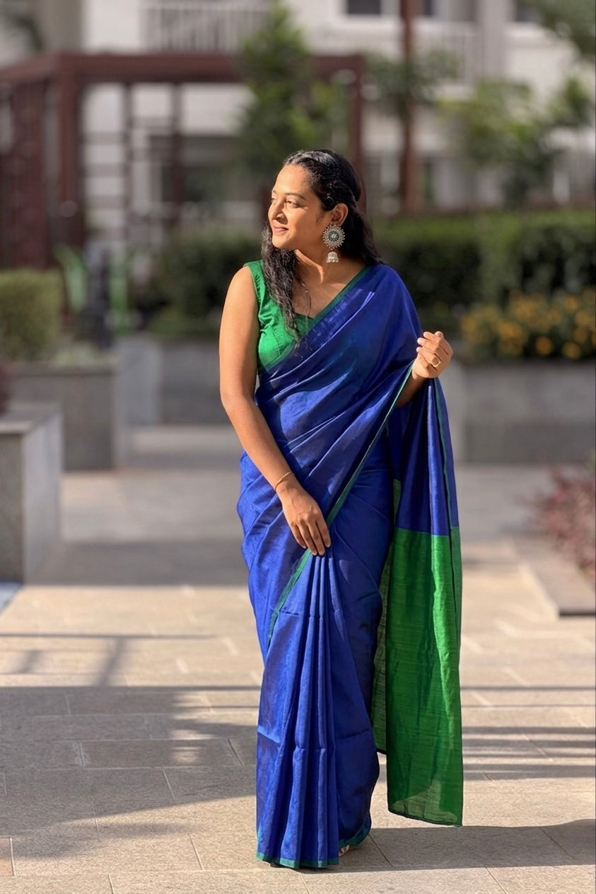 Royal Blue Pure Kadhi Saree