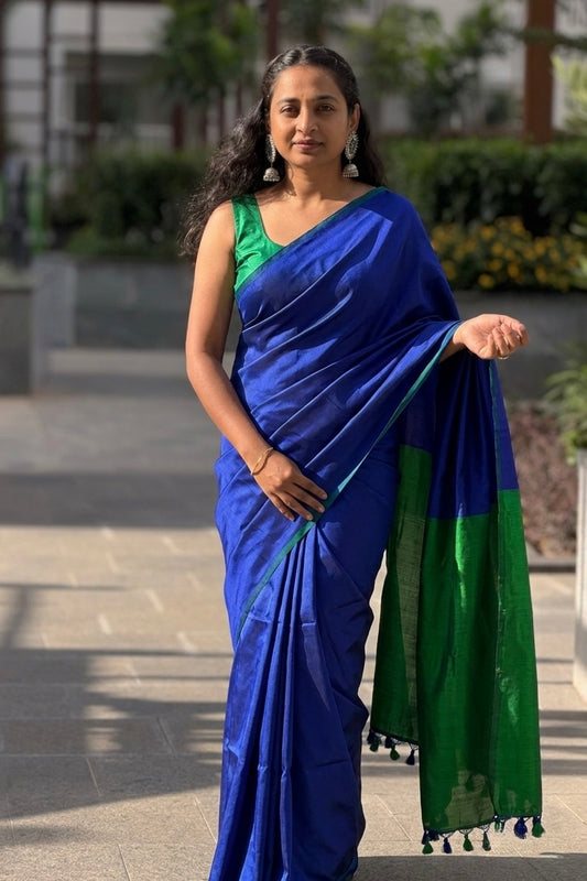 Royal Blue Pure Kadhi Saree
