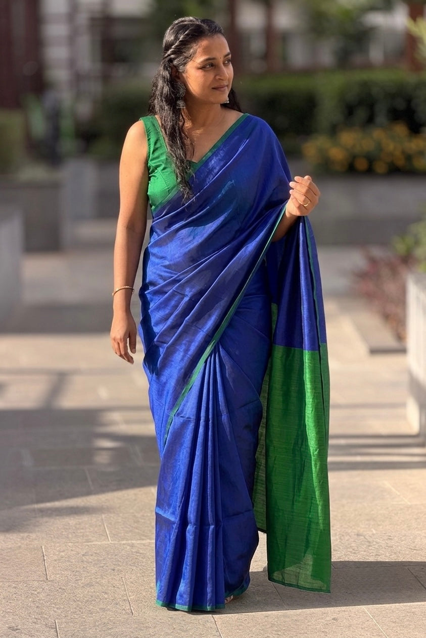 Royal Blue Pure Kadhi Saree