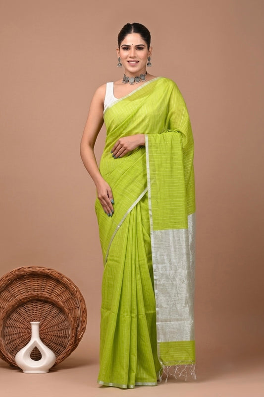 Anvi - Parrot Green Cotton Silk