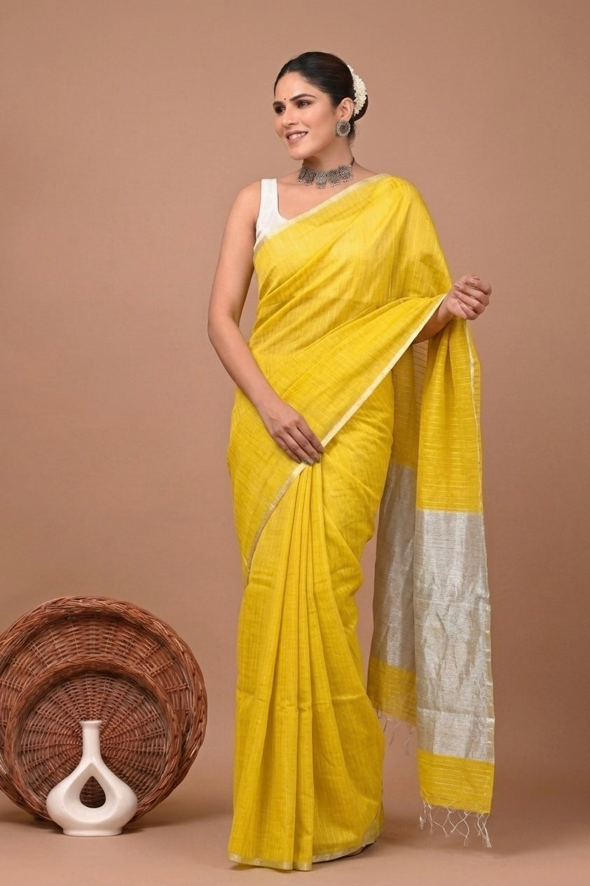 Tara - Yellow Cotton Silk