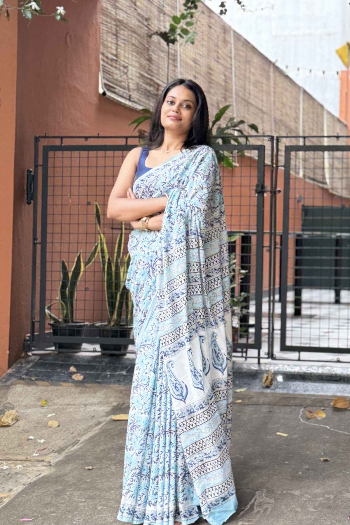 Blue Mist — Mulmul Cotton Hand-Block Print