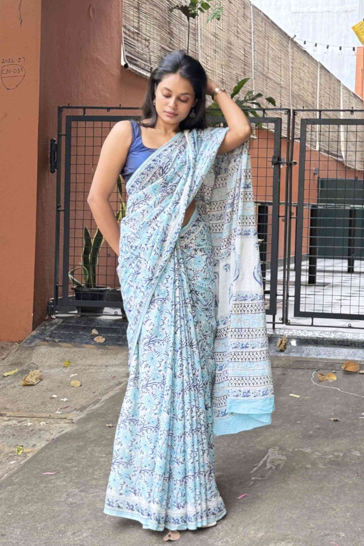 Blue Mist — Mulmul Cotton Hand-Block Print