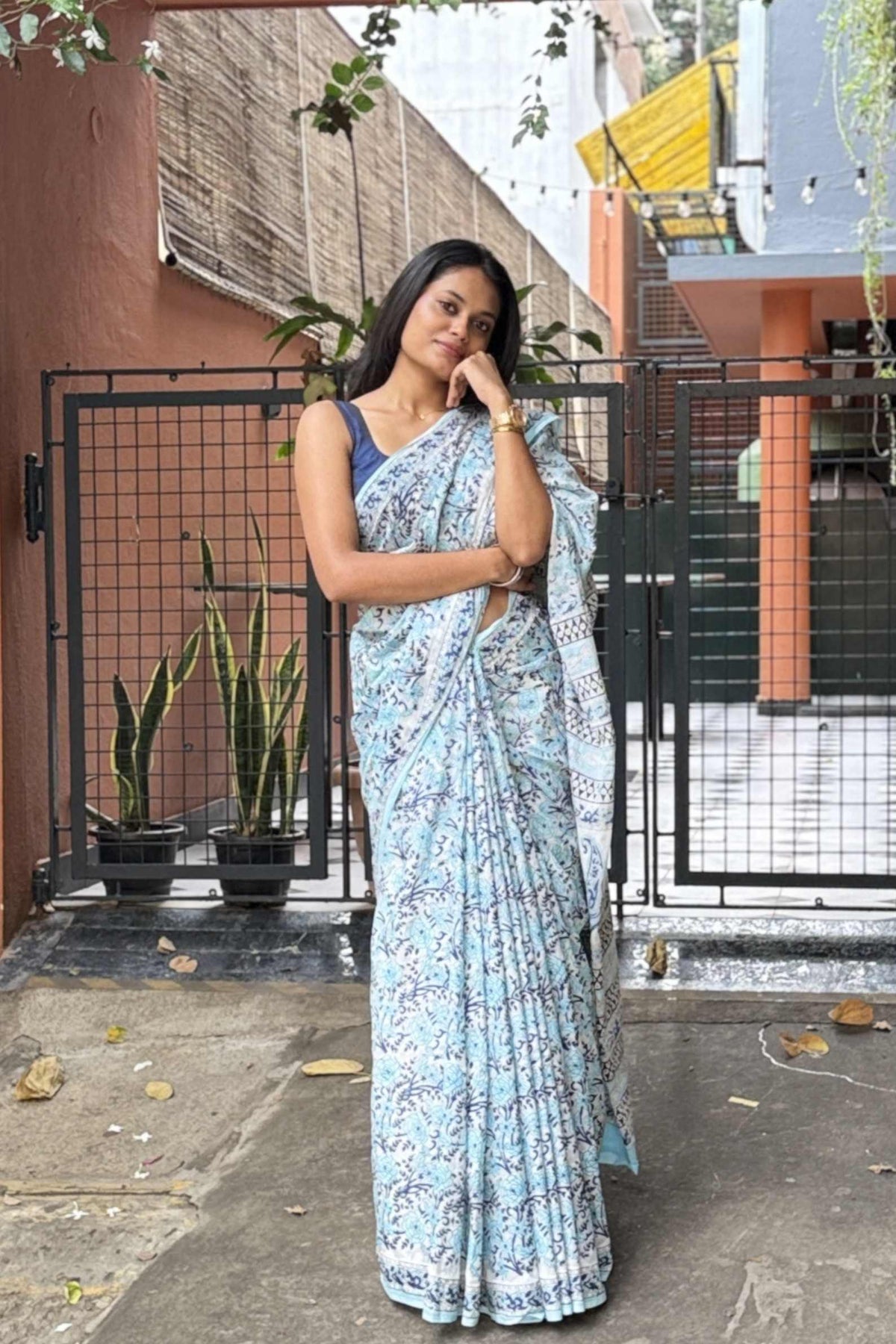 Blue Mist — Mulmul Cotton Hand-Block Print