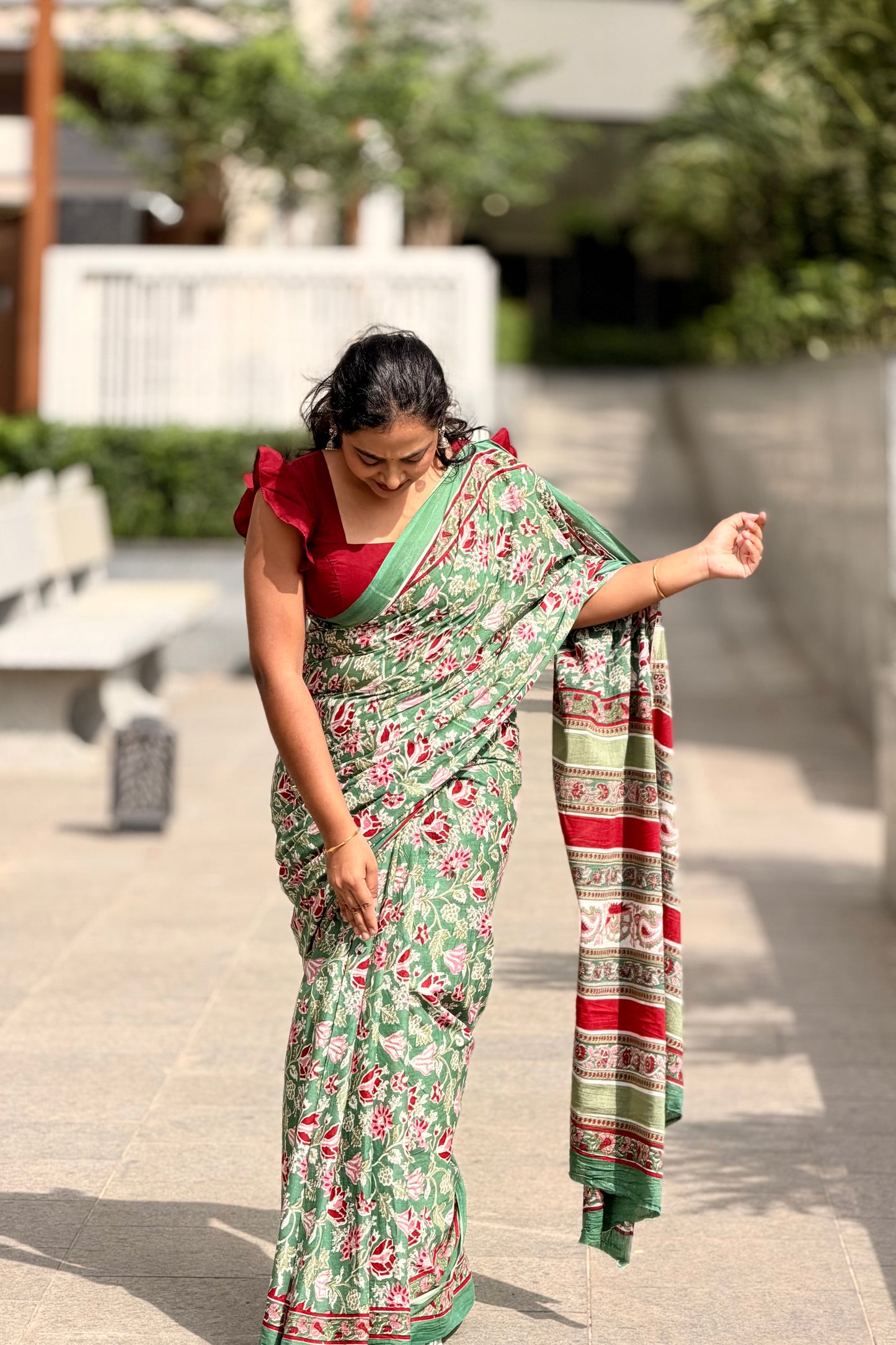 Emerald Garden - Mulmul Cotton Hand-Block Print