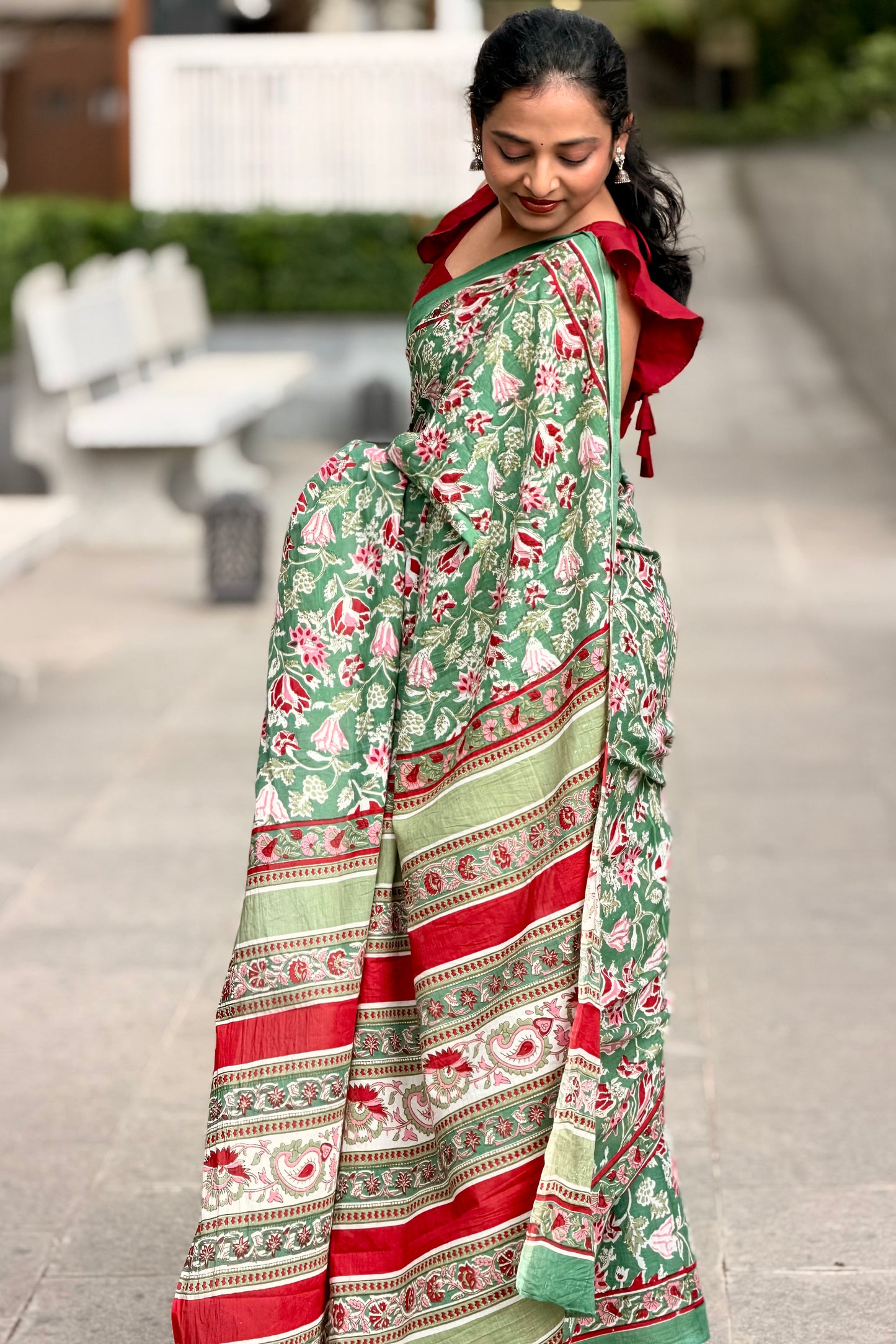 Emerald Garden - Mulmul Cotton Hand-Block Print