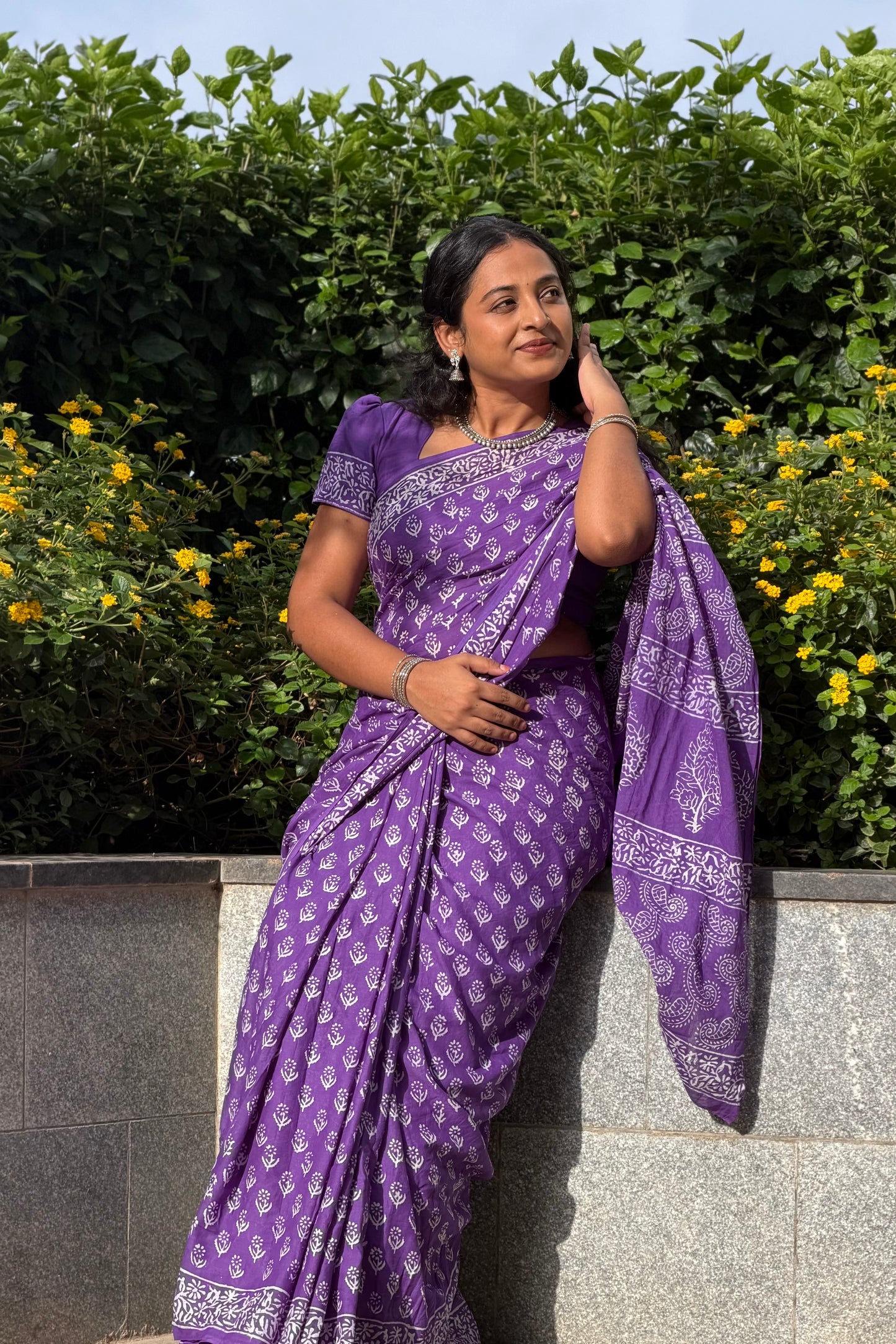 Violet Vistaar - Mulmul Cotton Hand-Block Print