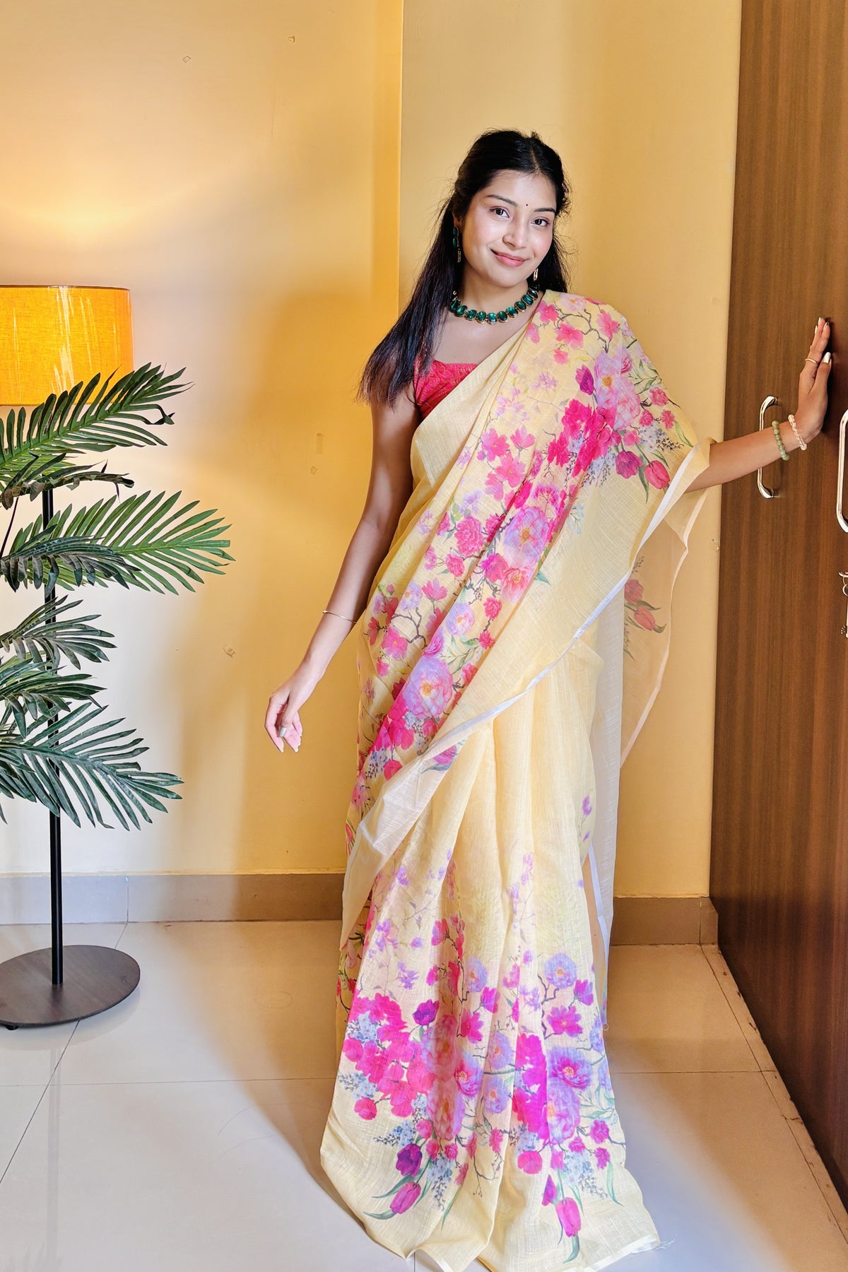 Sunshine Yellow Linen Saree