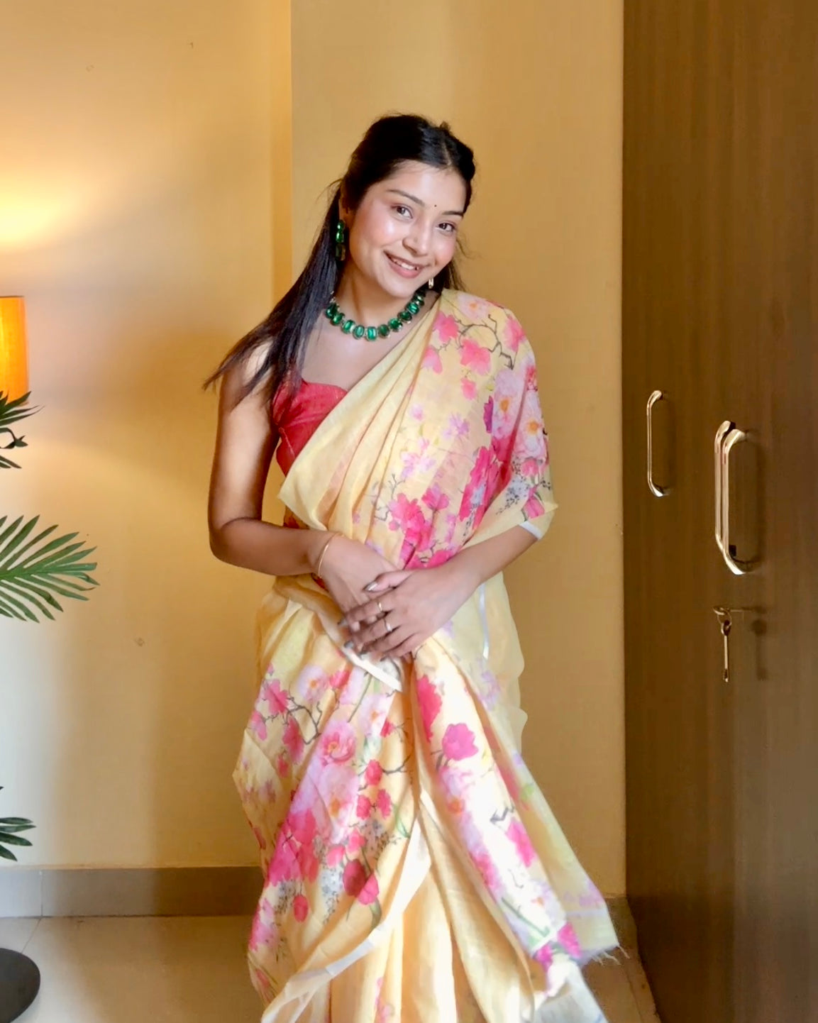 Sunshine Yellow Linen Saree