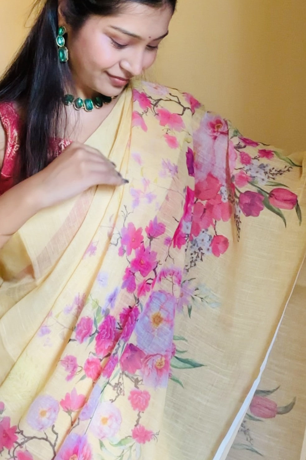 Sunshine Yellow Linen Saree