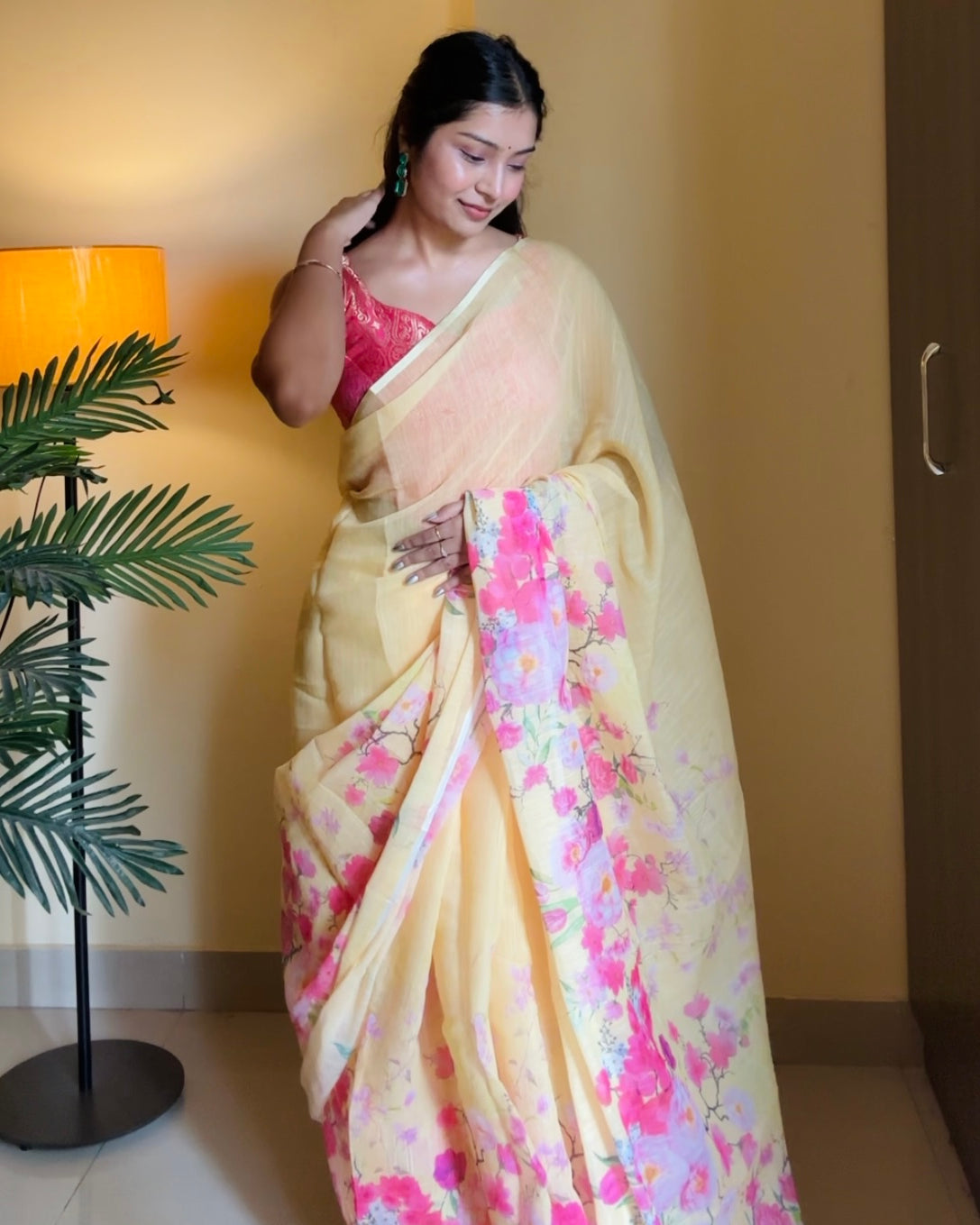 Sunshine Yellow Linen Saree