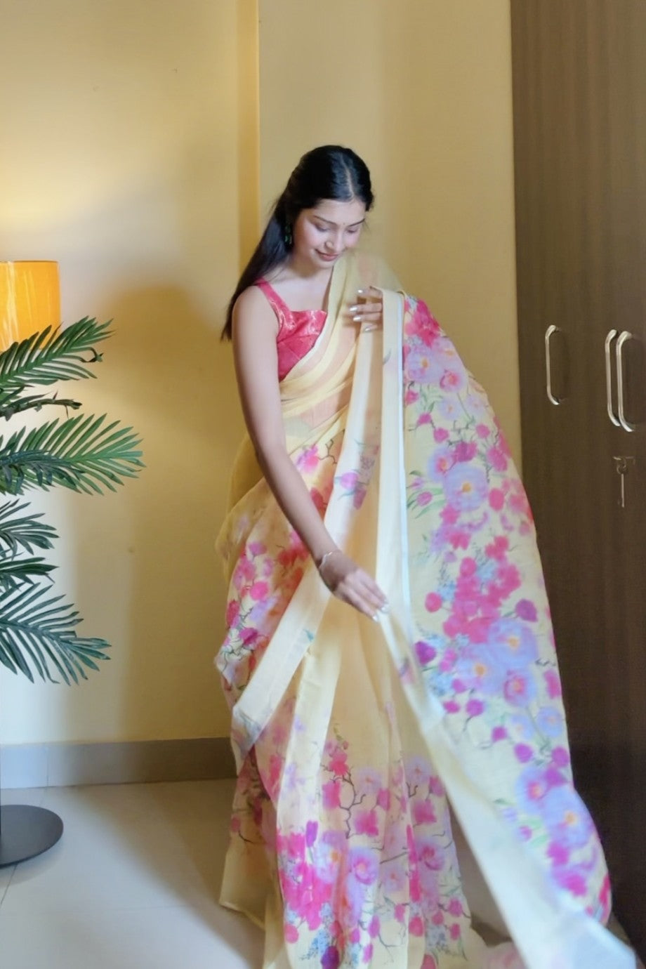 Sunshine Yellow Linen Saree